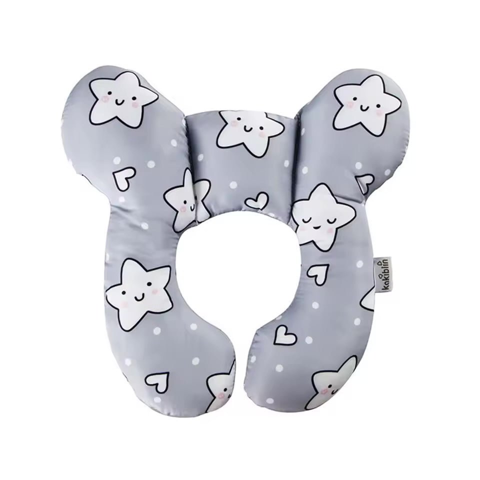Coussin-anti-tĂȘte-plate-Ă©toiles-gris-et-blanc
