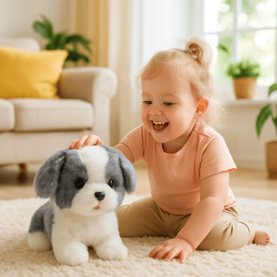 chien-robot-saint-bernard-avec-une-petite-fille