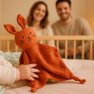doudou-orange-avec-bebe-et-parent
