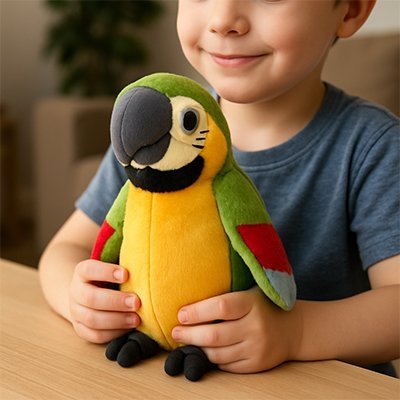 peluche-interactive-perroquet-multicolor