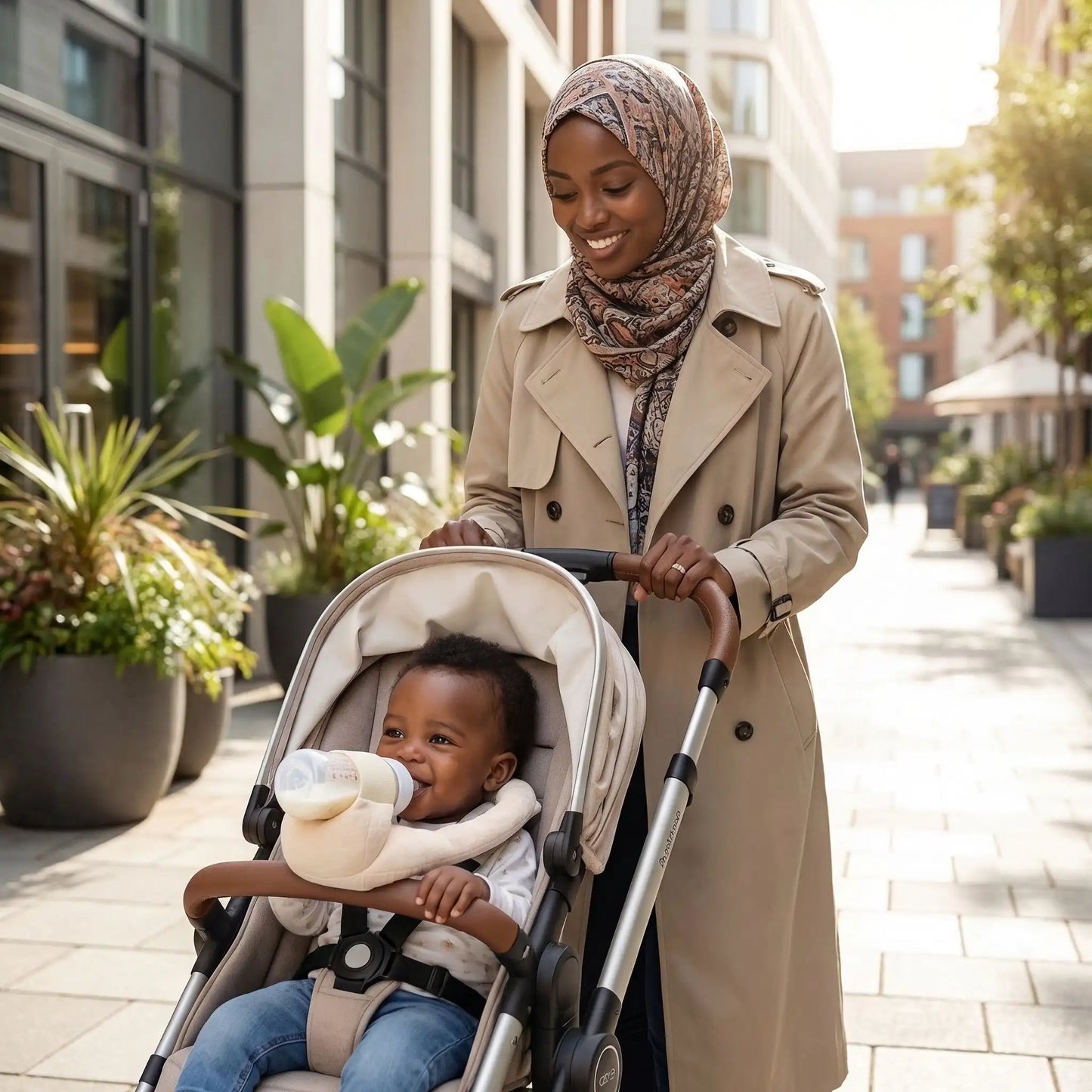 promenade-avec-bebe-porte-biberonmain-libre