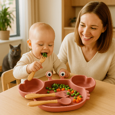 assiette-en-sillicone-avec-bebe-qui-mange